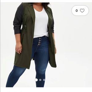 NWT OLIVE GREEN TWILL & FAUX LEATHER ANORAK TORRID